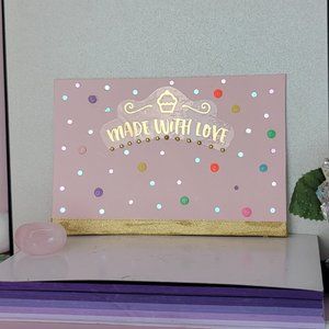 "Made with Love" Cupcake w fake sprinkles cardboard Art handmade 6x4 inc…
